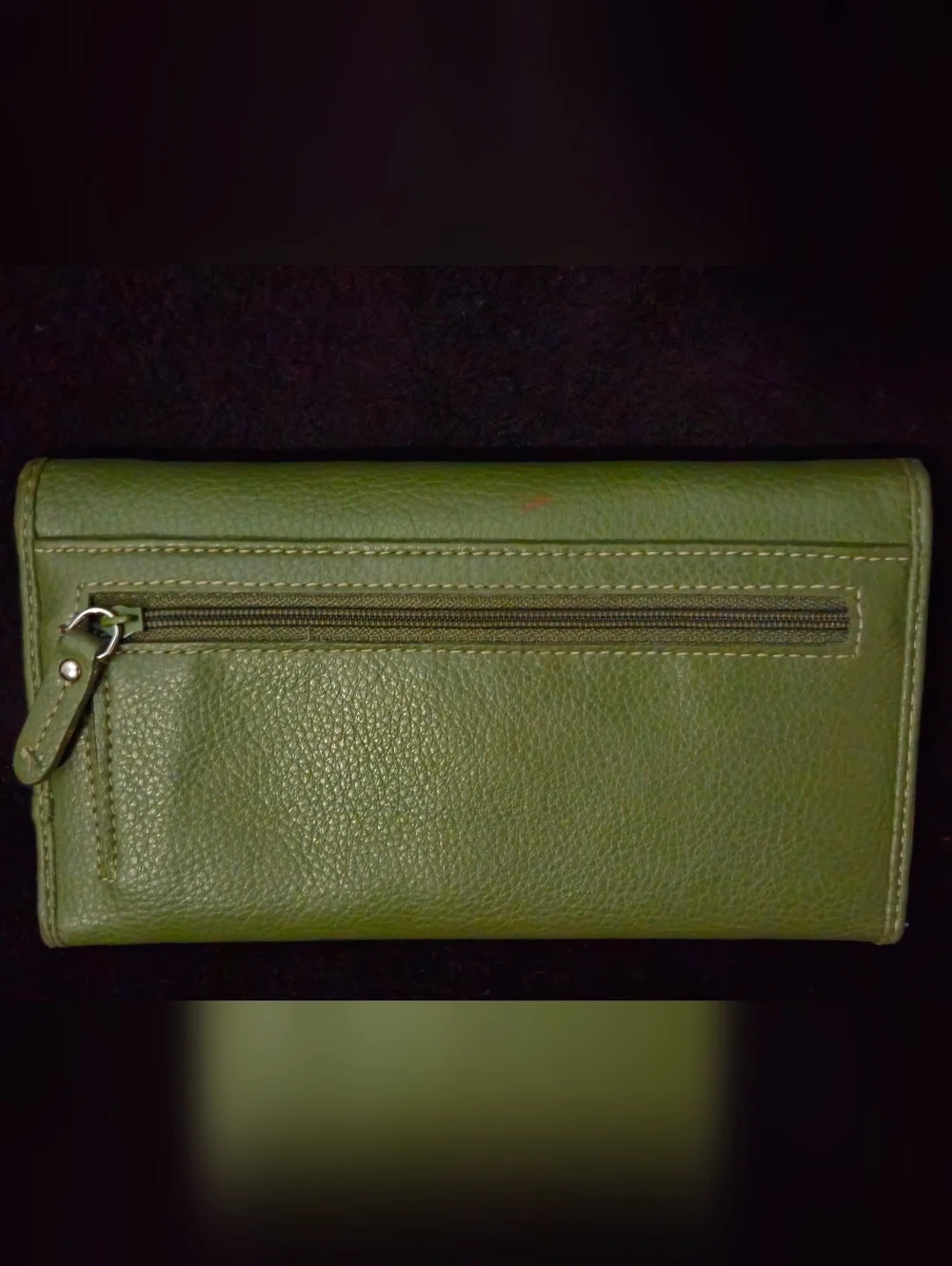 Nine West Olive Green Faux Leather Wallet with Silver Turn-Lock